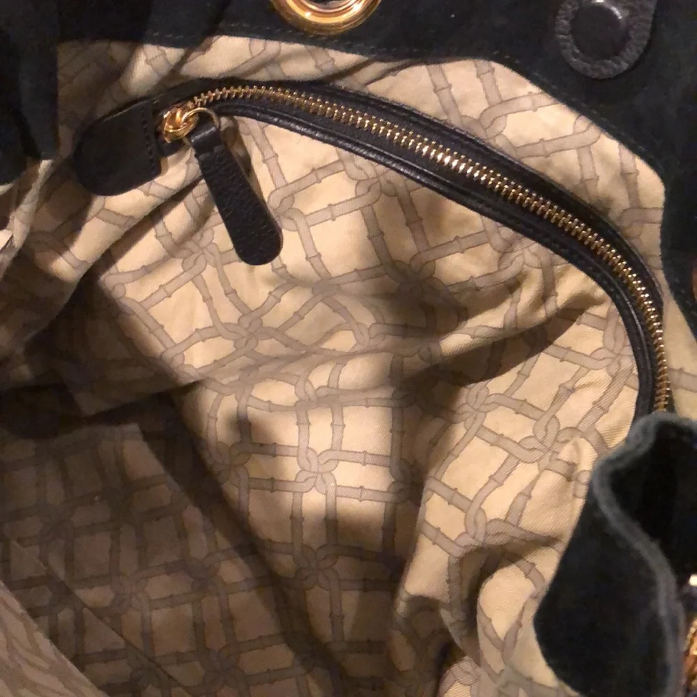 UGG Black Suede Tote Leather Shoulder Bag